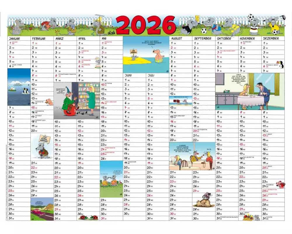 Uli Stein Jahresplaner 2026: Posterkalender