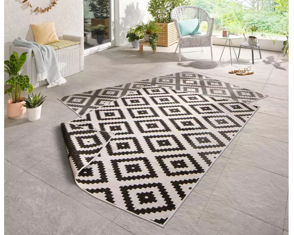 Hanse Home Malta In- & Outdoor Teppich 120 x 170 cm, Schwarz/Crème