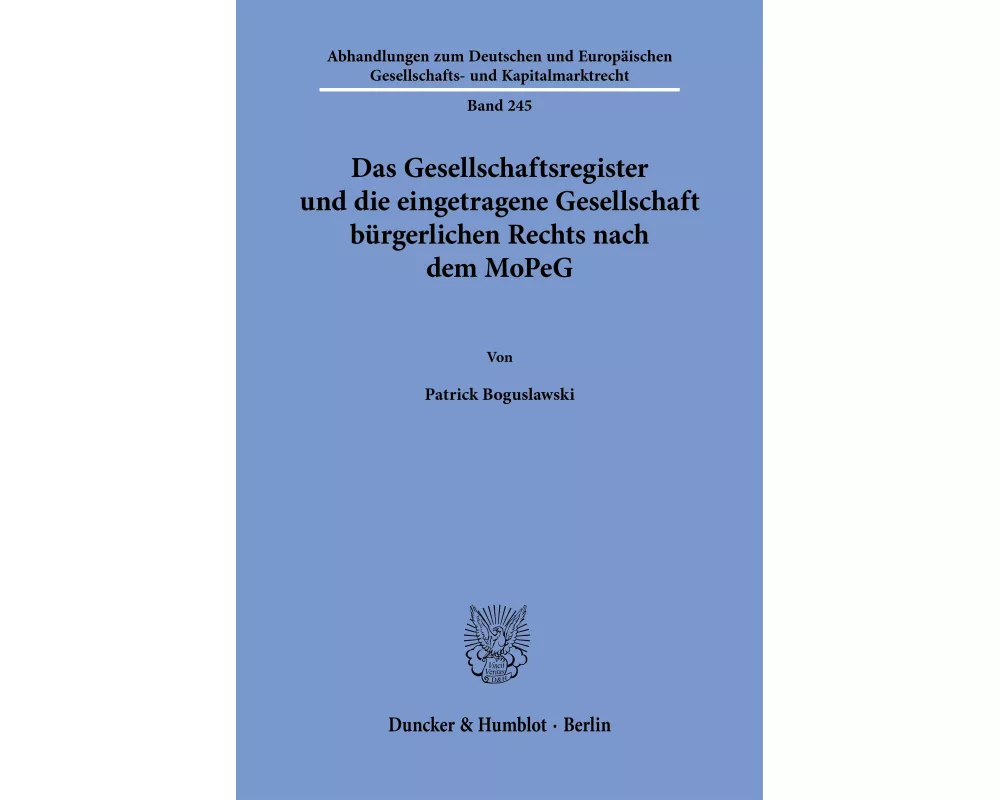 Das Gesellschaftsregister und die eingetragene Gesellschaft bürgerlichen Rechts nach dem MoPeG