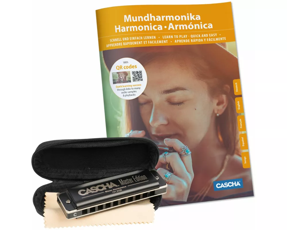 Master Edition Blues Harmonica Set, (incl. 4 languages Method (DE/EN/FR/ES), case, cleaning cloth)