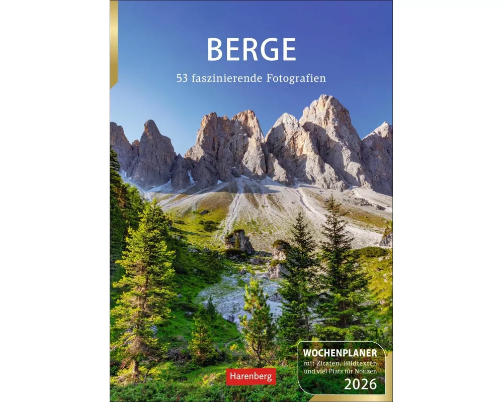 Berge Wochenplaner 2026 - 53 faszinierende Fotografien
