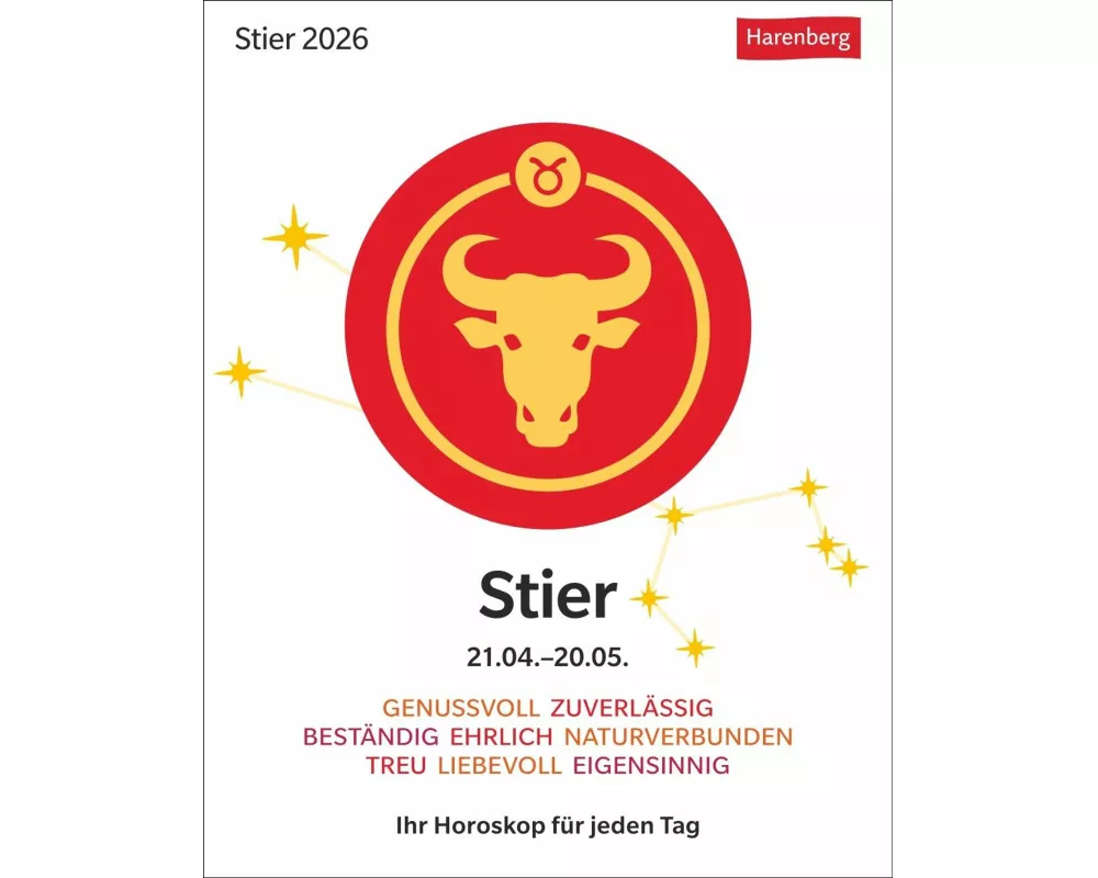 Stier Sternzeichenkalender 2026 - Tagesabreißkalender - Ihr Horoskop für jeden Tag