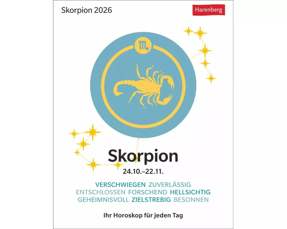 Skorpion Sternzeichenkalender 2026 - Tagesabreißkalender - Ihr Horoskop für jeden Tag