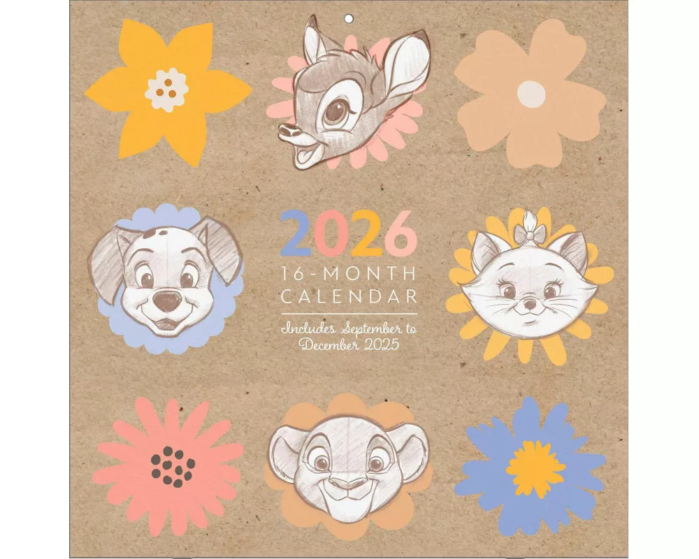 Pyramid - DISNEY CLASSICS 2026 – Broschürenkalender 30×30 cm (aufgeklappt 30×60 cm) mit 12 Motiven aus Arielle, König der Löwen & Cinderella, Wandkale