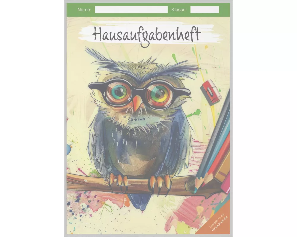 Alpha Edition Hausaufgabenheft Eule 2026 – DIN A5 (ca. 15×21 cm) mit 96 Seiten & farbcodierten Wochentagen, robustes Schüler-Hausaufgabenheft mit Klar