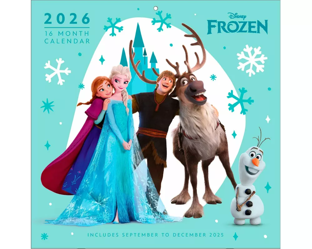 Pyramid International - FROZEN 2026 – Broschürenkalender 30×30 cm (aufgeklappt 30×60 cm) mit 12 Disney-Motiven von Elsa, Anna, Olaf & Kristoff, Wandka