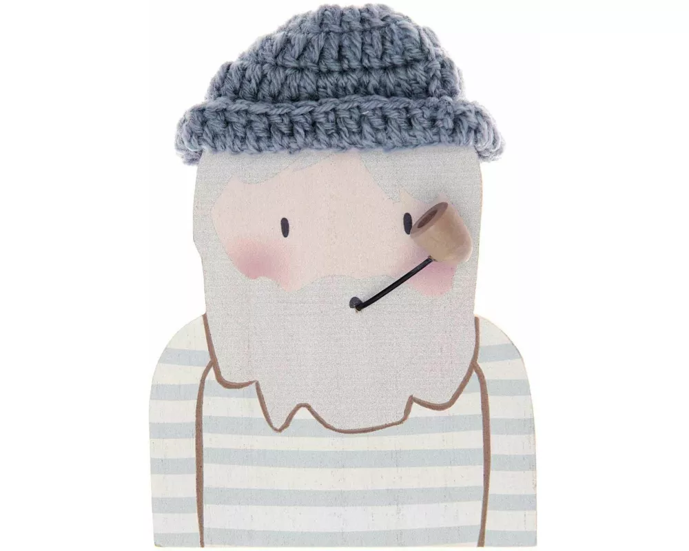 Holz Aufsteller Seemann mit Pfeife, 16 x 11 x 1,8 cm