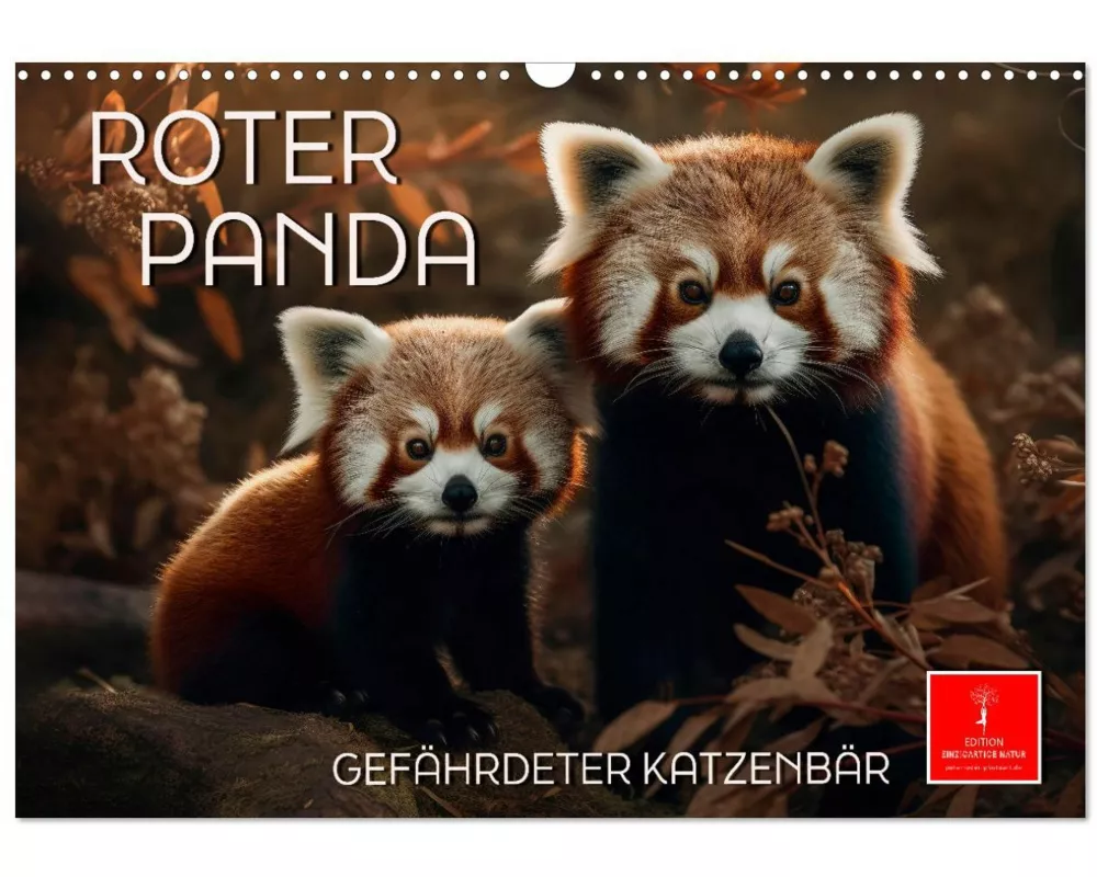 Roter Panda - gefährdeter Katzenbär (Wandkalender 2025 DIN A3 quer), CALVENDO Monatskalender