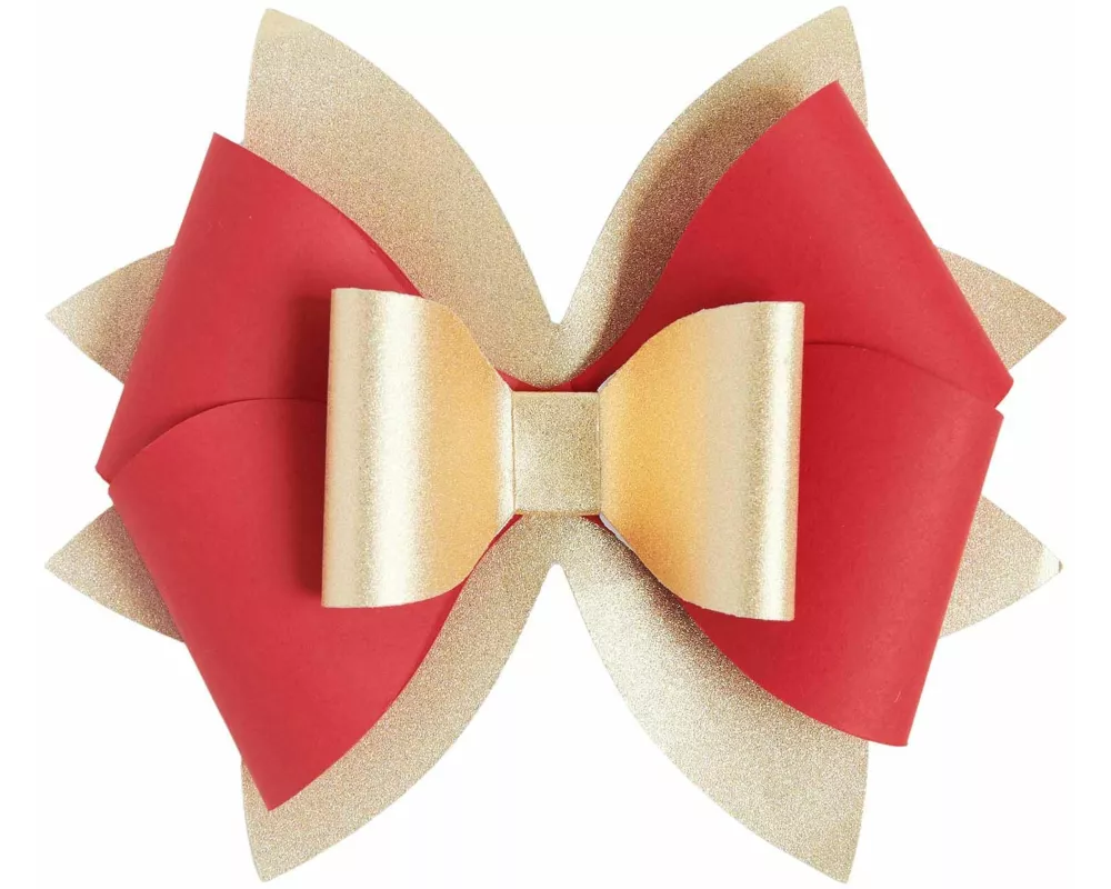 Papierschleifen, Rot/Gold, FSC MIX, 4 Stk, 11,5 x 10 cm, ca. 200 g/m²