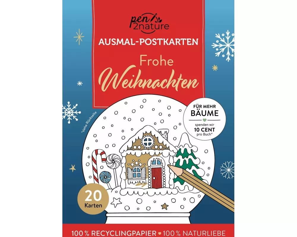 Frohe Weihnachten I 20 Ausmal-Postkarten