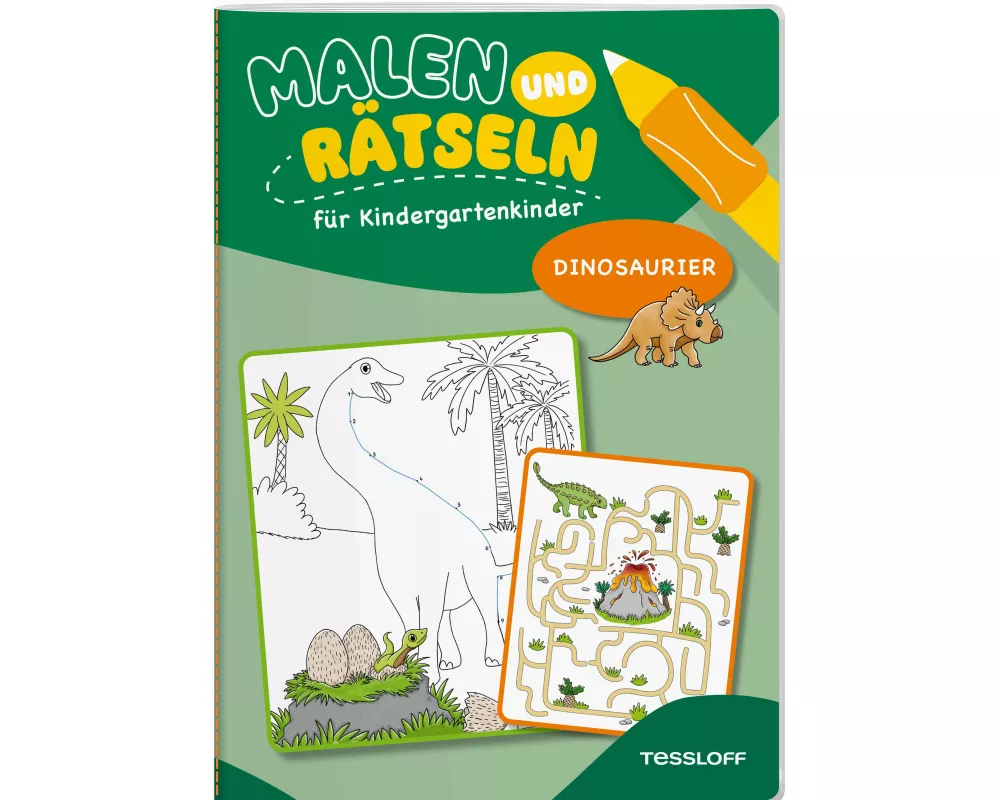 Malen und Rätseln für Kindergartenkinder. Dinosaurier