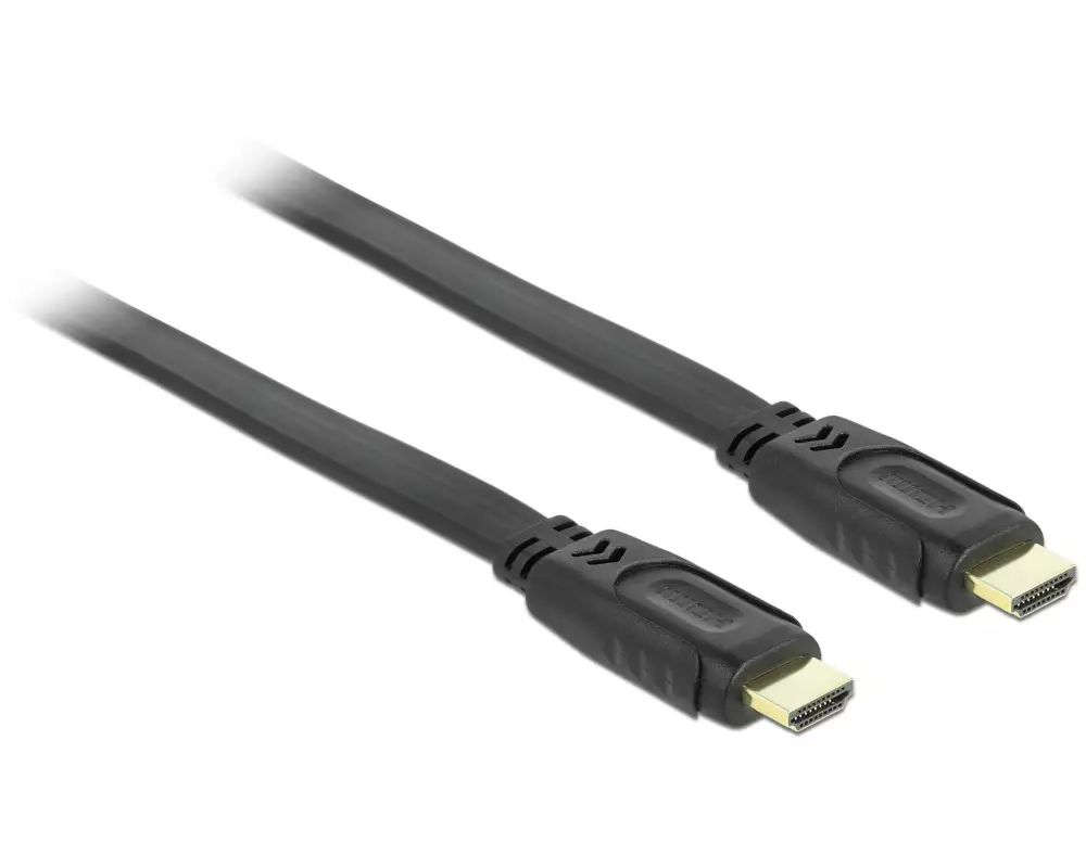 Delock Kabel flach HDMI - HDMI, 1 m, Schwarz