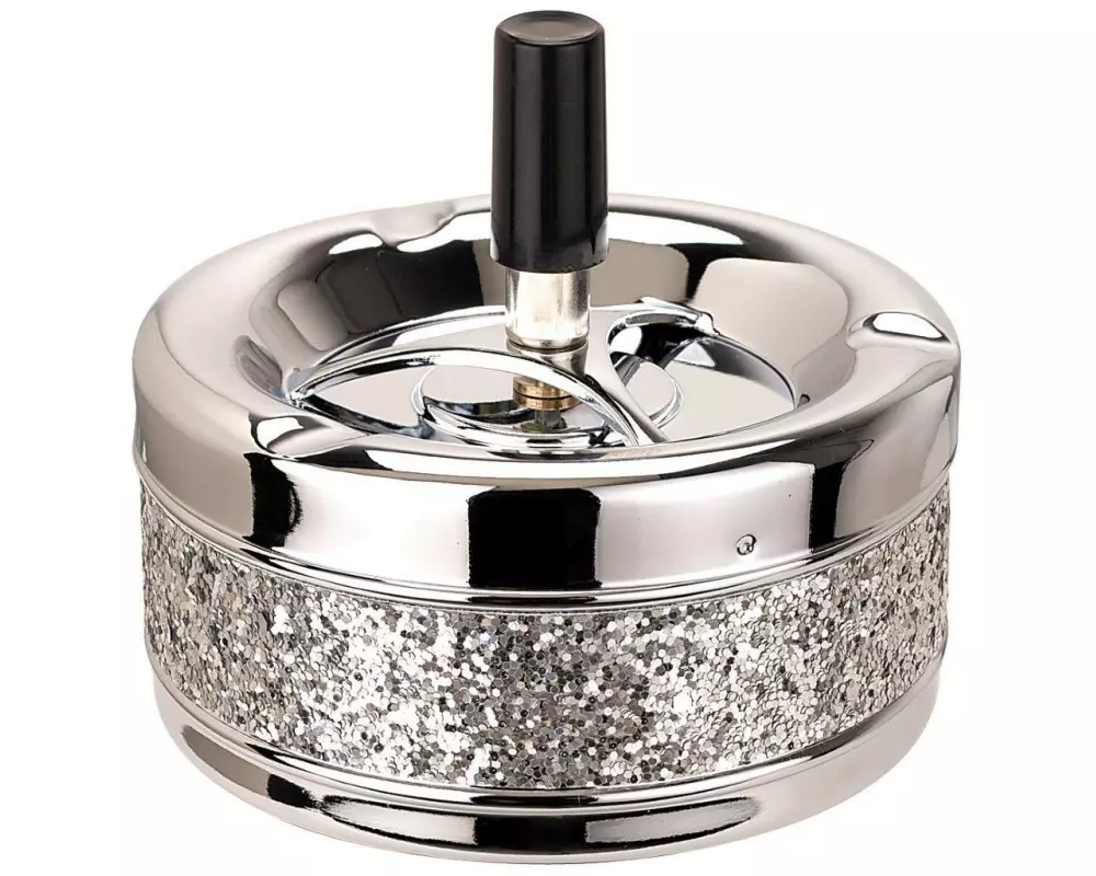 Dameco Aschenbecher mit Schleuderdeckel, Silber