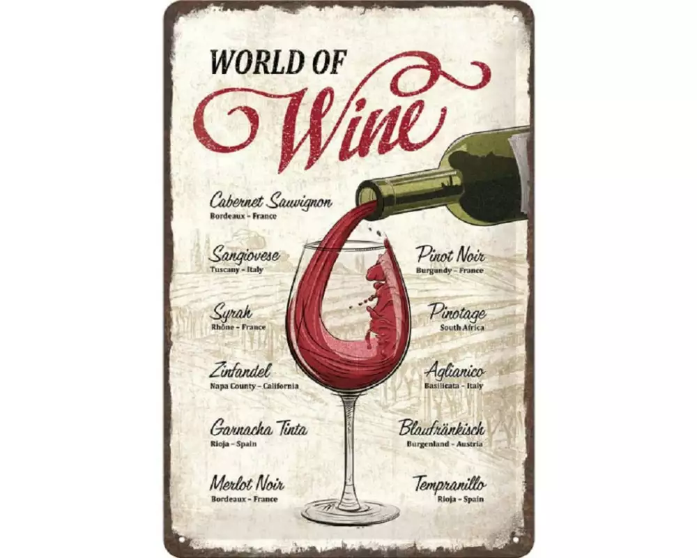 Nostalgic Art Schild World of Wine 20 x 30 cm, Metall