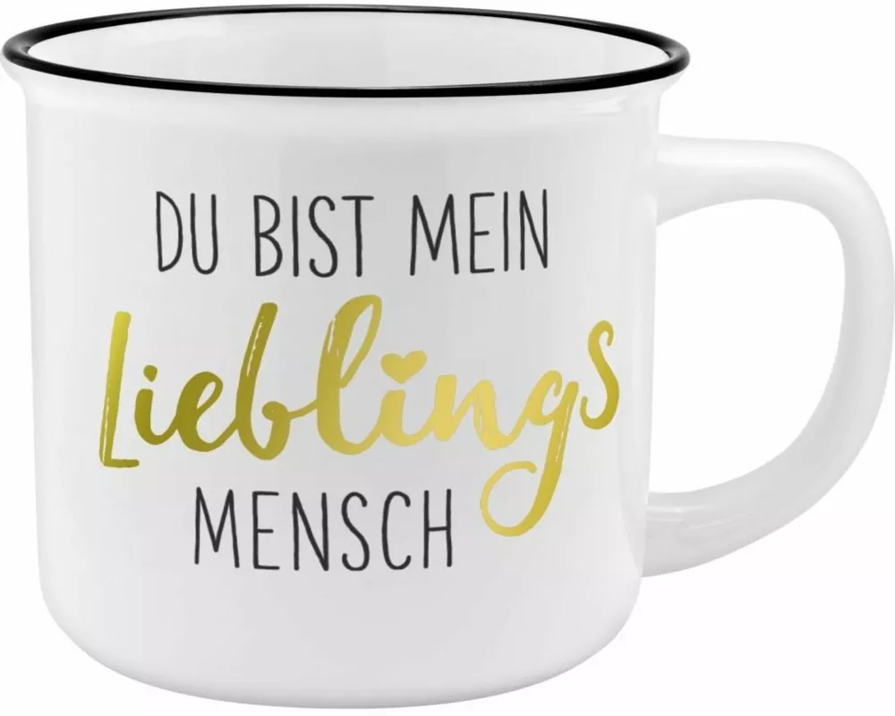 Gruss und Co 45772 Kaffeebecher Lieblingsmensch, New Bone China Porzellan, 35 cl