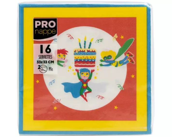 PRO nappe Papierservietten Superheld 33 cm x 33 cm, 16 Stück