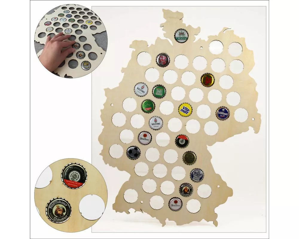 Holzkarte Deutschland für Kronkorken