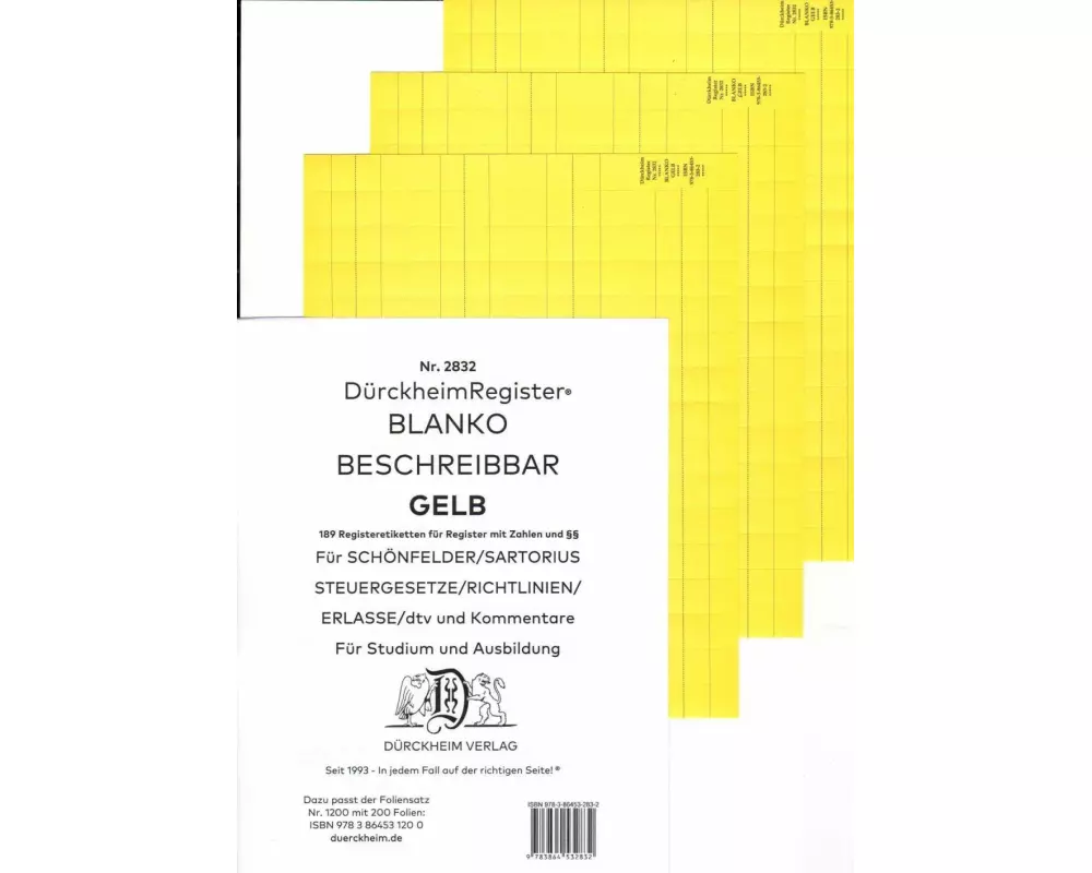 DürckheimRegister BLANKO-GRÜN für Schönfelder/ Sartorius/ Steuergesetze/ Richtlinien/ Erlasse/ dtv und Kommentare