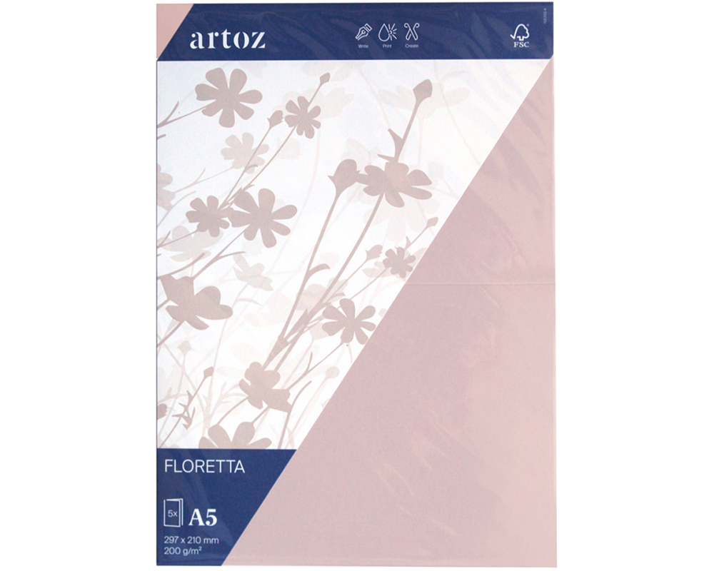 ARTOZ Karten 1001 A5 15839226-281 200g, light rose 5 Blatt