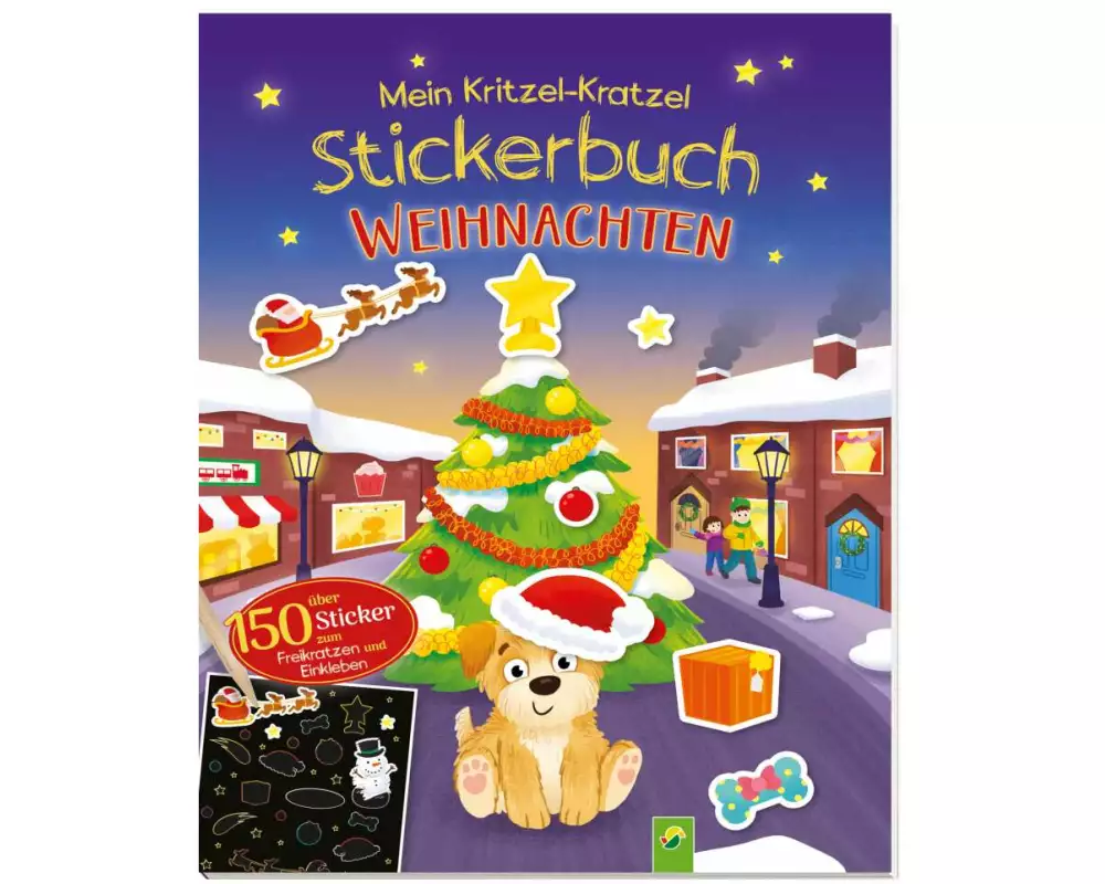Mein Kritzel-Kratzel-Stickerbuch Weihnachten mit Bambus-Stick