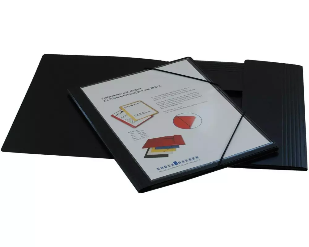 EROLA Gummibandmappe A4 mit Sichttasche Schwarz