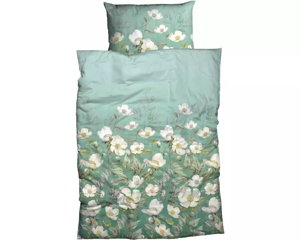 Nobilium Kopfkissenbezug Allegra 65 x 100 cm, Grün/Blume