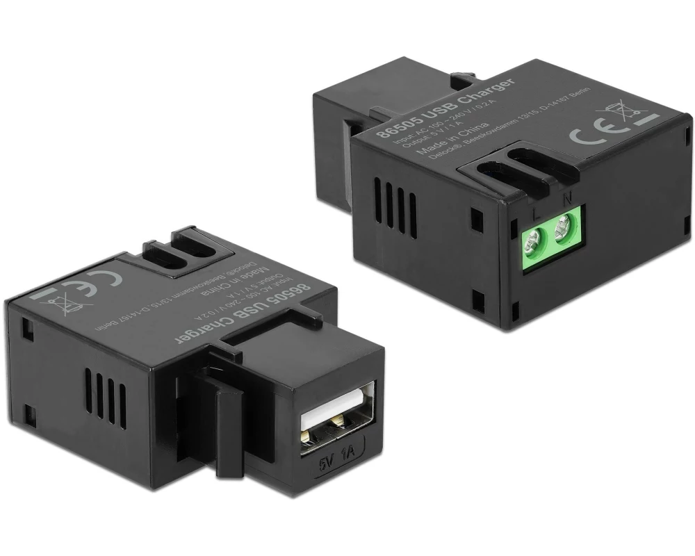 Delock Keystone-Modul USB Typ-A zu 2 Pin Terminalblock