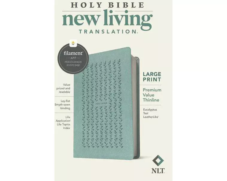 NLT Large Print Premium Value Thinline Bible, Filament Enabled (Leatherlike, Eucalyptus Teal)