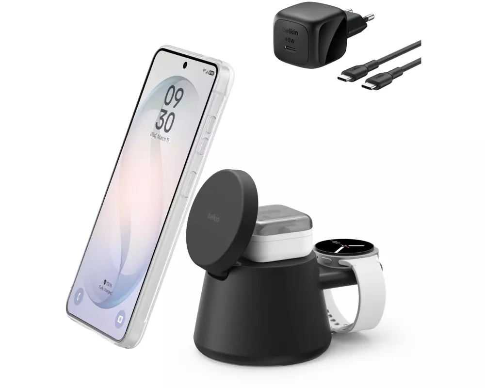 Belkin UltraCharge 3-in-1 Modulare Qi2 Schwarz 25 W