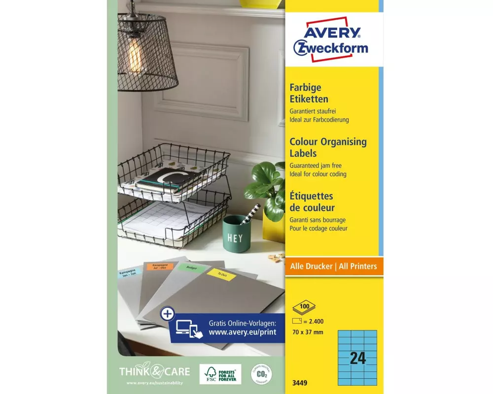 Avery Zweckform Universal-Etiketten Blau, 100 Blatt