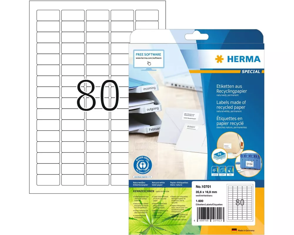 HERMA Universal-Etiketten 35.6 x 16.9 mm, 20 Blatt
