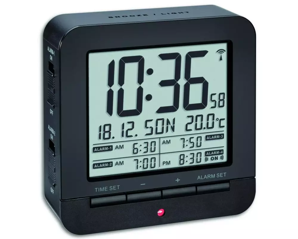 TFA Dostmann Digitalwecker mit Temperaturanzeige Schwarz