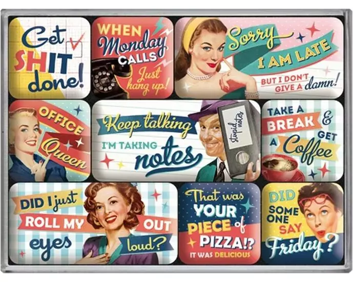 Nostalgic Art Haftmagnet Say it 50's 9 Stück, Mehrfarbig