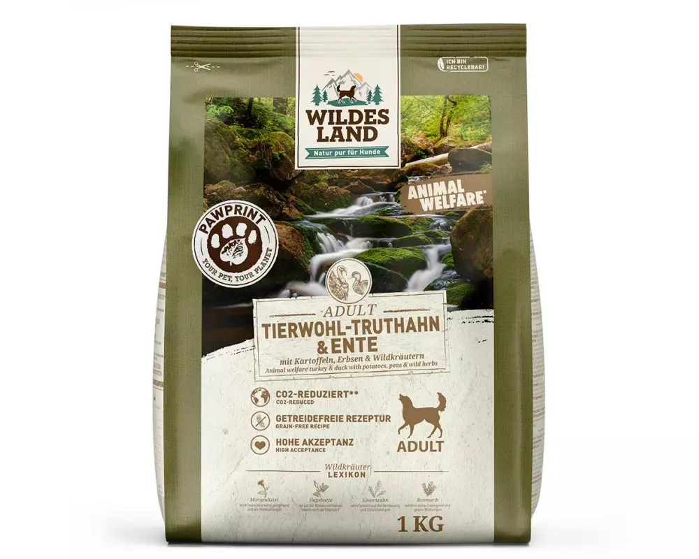 Wildes Land Halbfeuchtfutter PawPrint Truthahn & Ente 1 kg