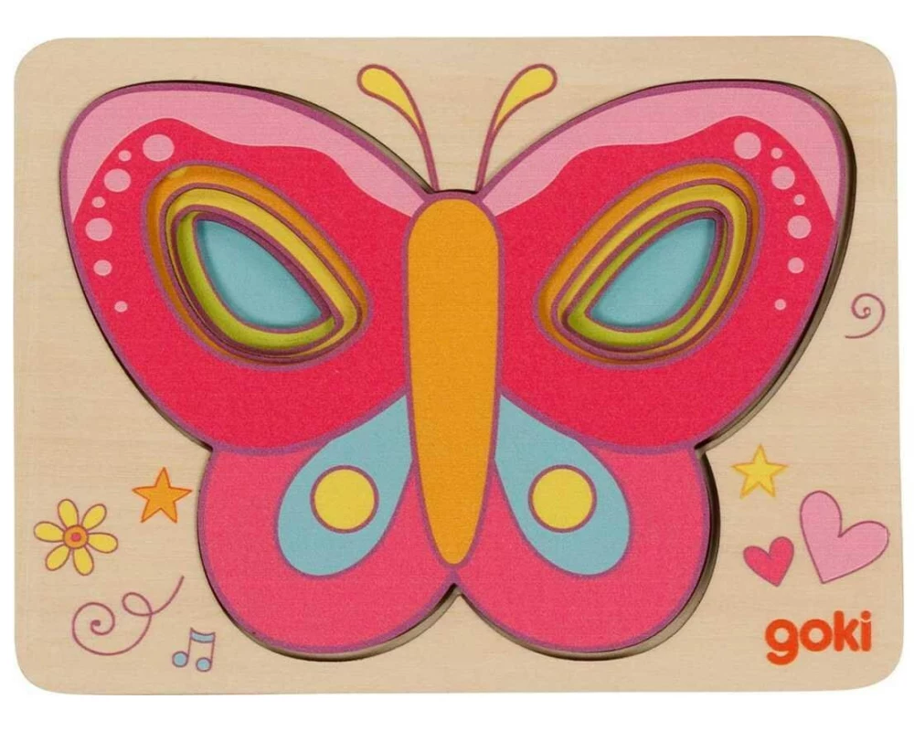 Goki Schichtenpuzzle Schmetterling 15 x 11 x 1.7 cm