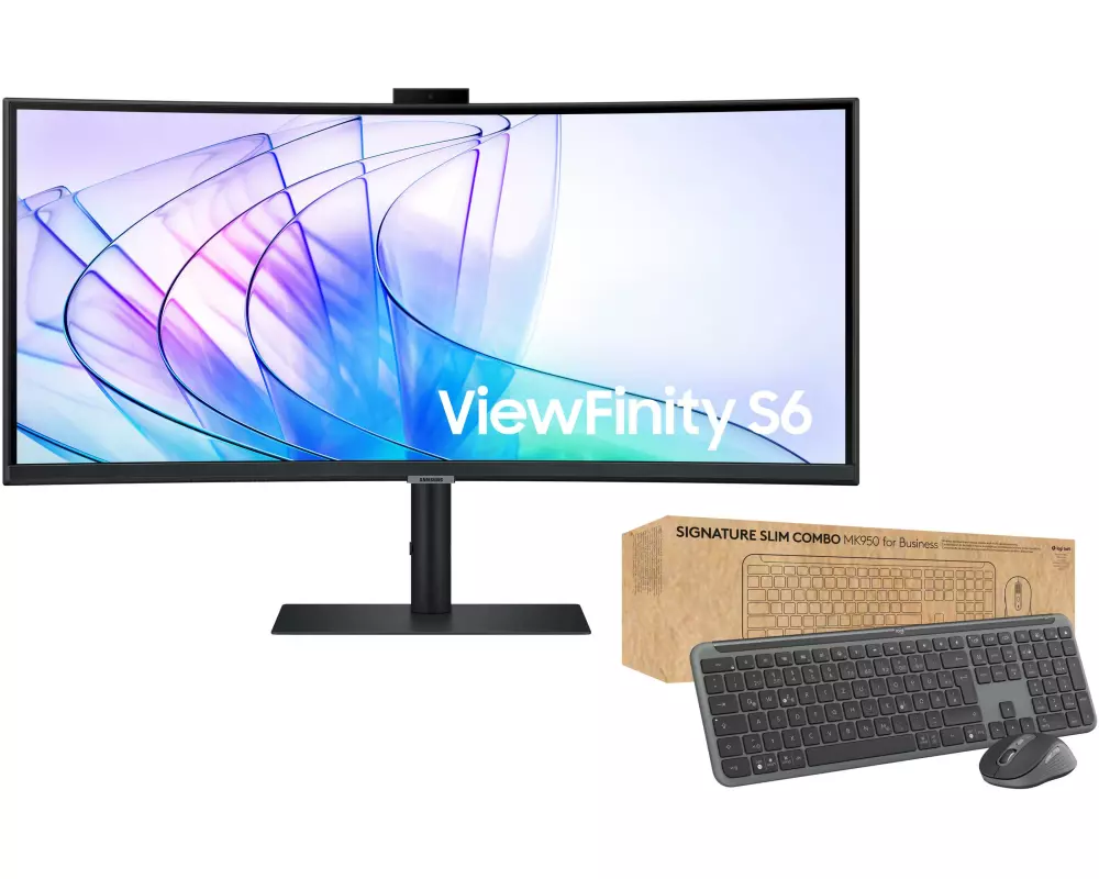 Samsung Monitor LS34C652VAUXEN + Logitech MK950 Tastatur-Maus-Set