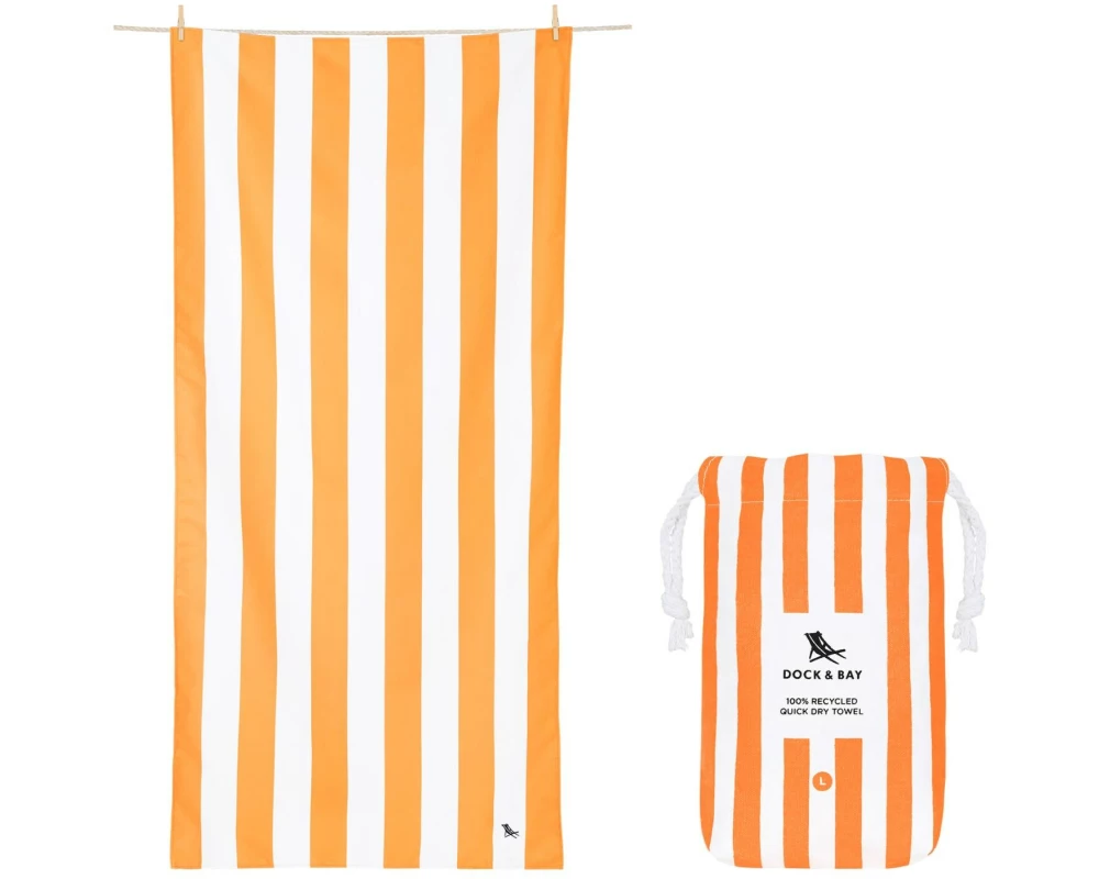 Dock & Bay Strandtuch Cabana 200 cm x 90 cm, Orange, Weiss