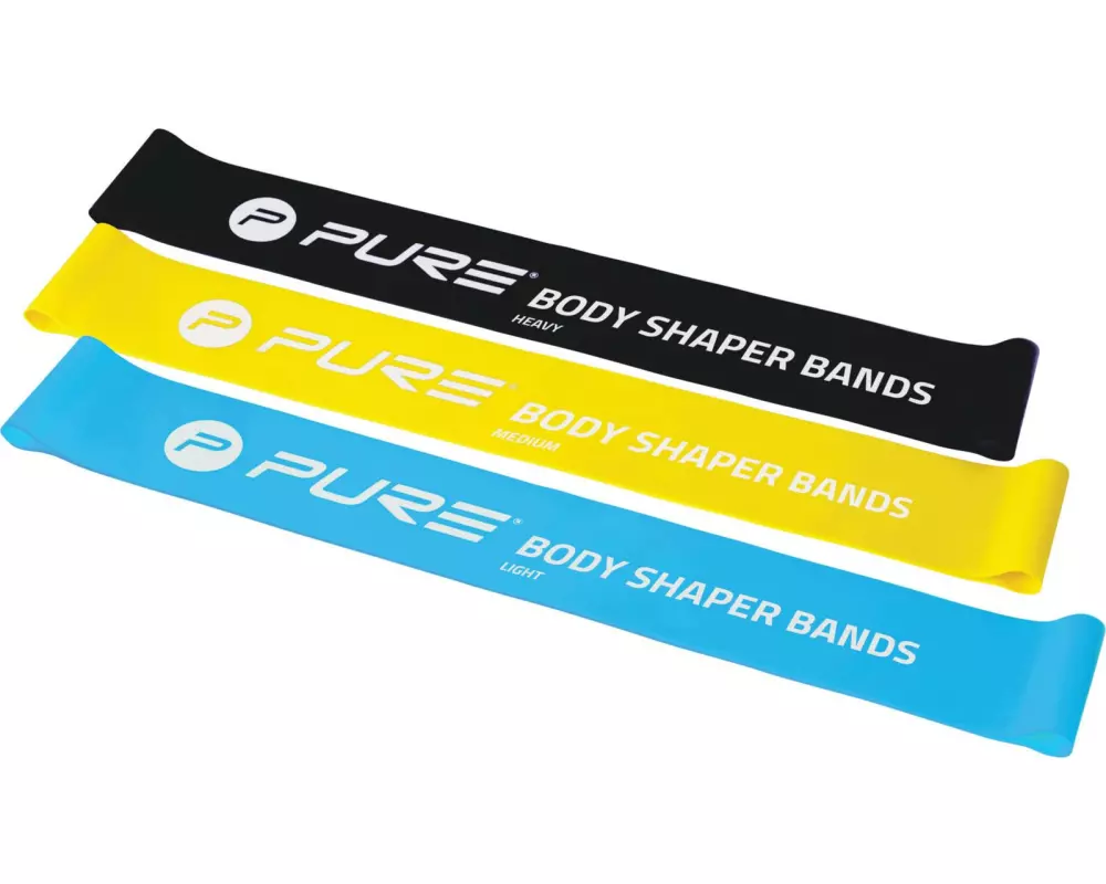 FTM Fitnessband 3er-Set, leicht bis stark, Blau/Gelb/Schwarz