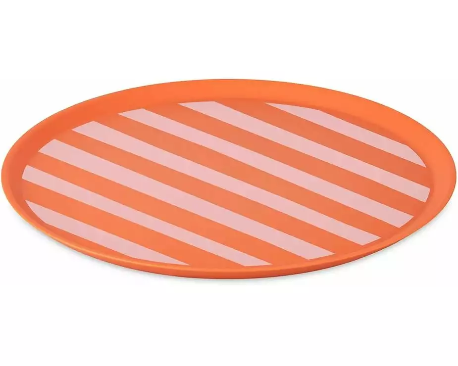 Koziol Speiseteller Nora L Stripes Ø 25.5 cm, 1 Stück, Strong Coral