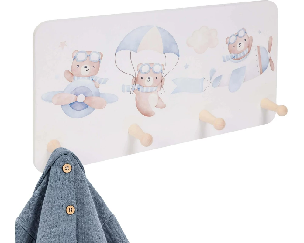 relaxdays Kindergarderobe x , Blau/Braun/Weiss