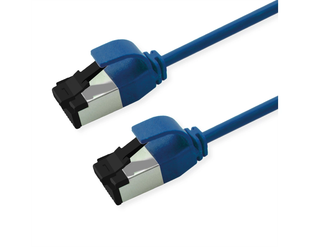 ROLINE S/FTP-(PiMF-) Patchkabel Cat.8 (Class I), Slim, LSOH, PoE, blau, 0,3 m