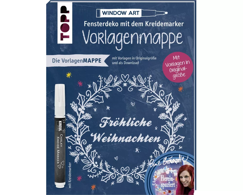 Vorlagenmappe Fensterdeko mit dem Kreidemarker – Fröhliche Weihnachten von Bine Brändle