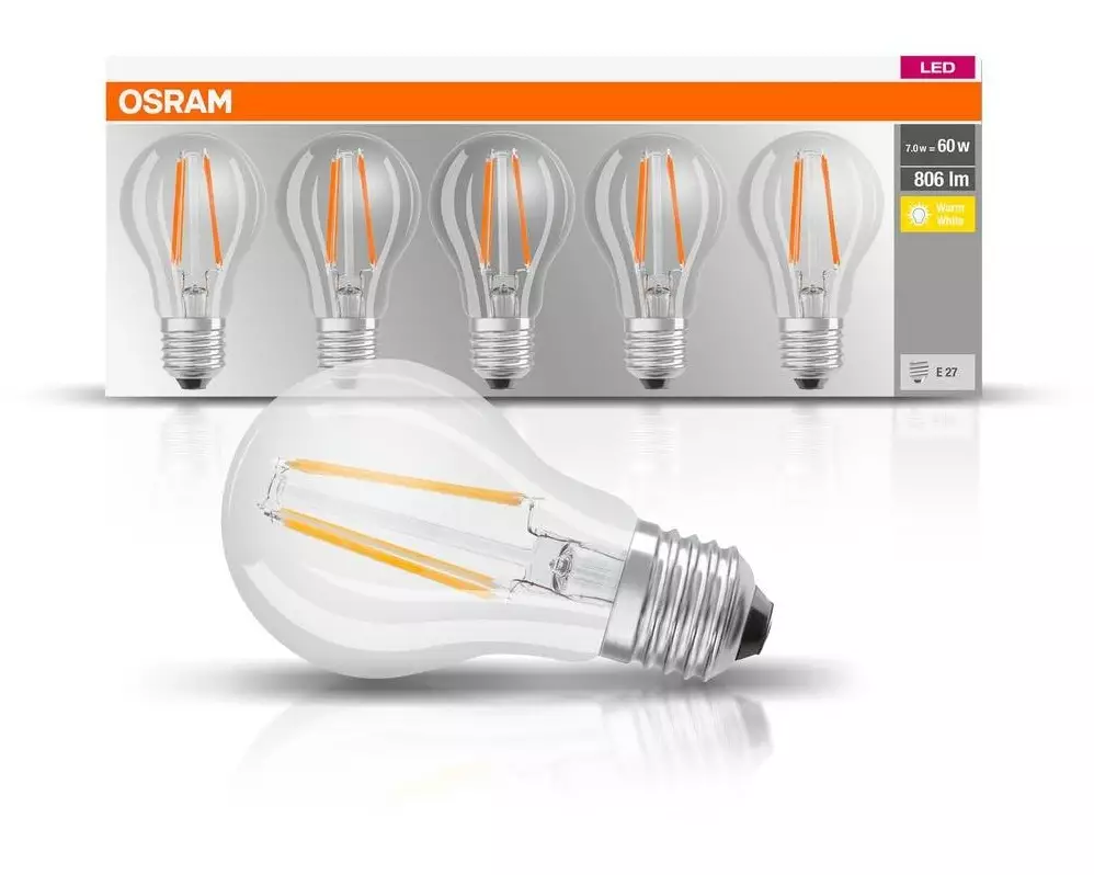 OSRAM Lampe Base Filament 7W, E27 Warmweiss (WW)