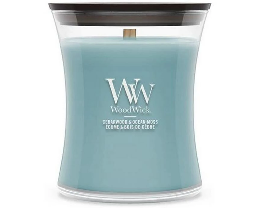 Woodwick Duftkerze Cedarwood & Ocean Moss Medium Jar