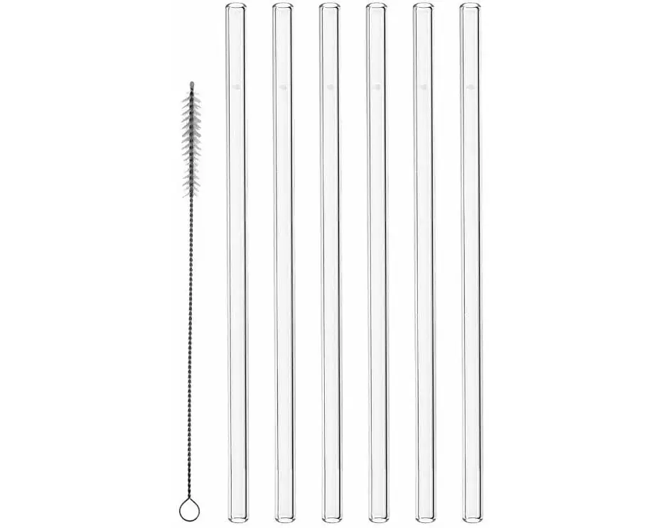 Montana Strohhalm 23 cm mit Bürste, 6 Stück, Tranparent