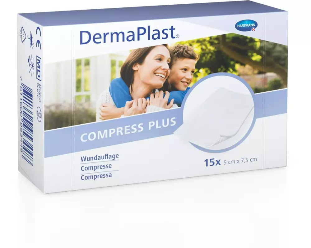 DermaPlast Wundauflage Compress Plus 5 cm x 7.5 cm 15 Stück