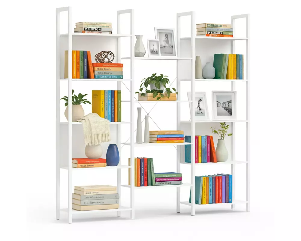 relaxdays Regal Industrial mit 14 Ablagen 166 x 158 x 24 cm Weiss