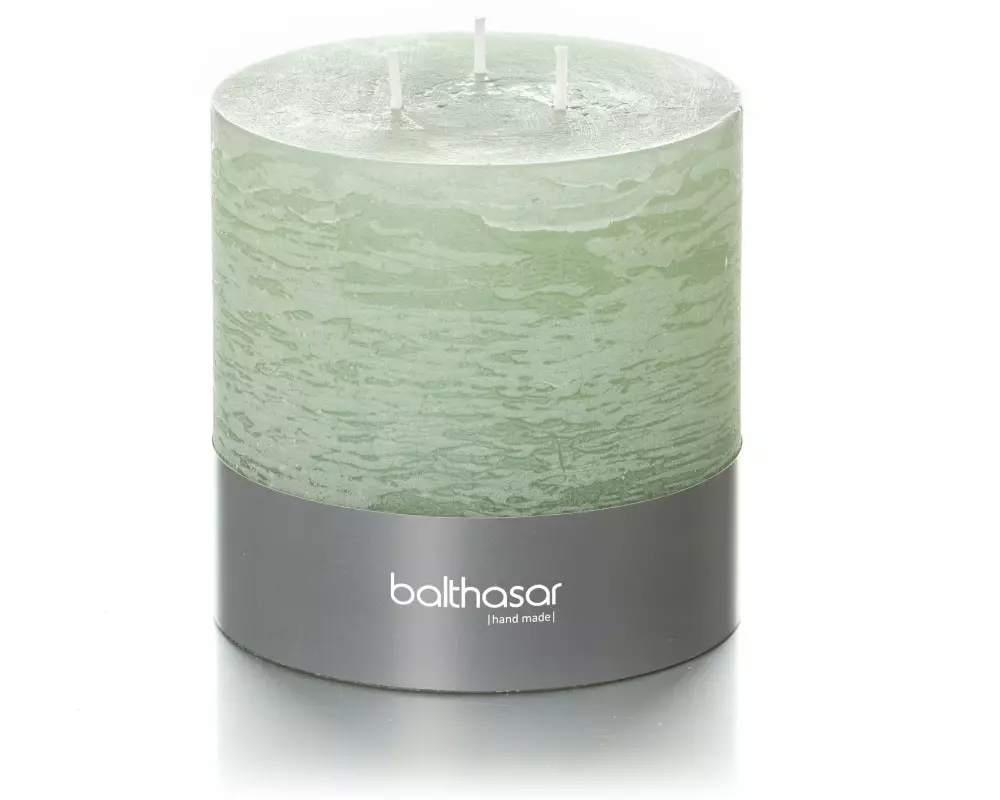 balthasar Zylinderkerze Rustico 3-Docht 12 x 12 cm, Hellgrün