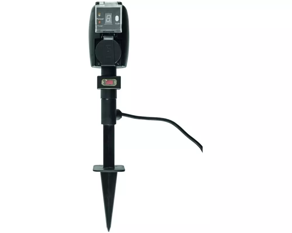 STEFFEN Steckdosen-Erdpfahl Garden-Line 2x T13 mit Dämmerungssensor