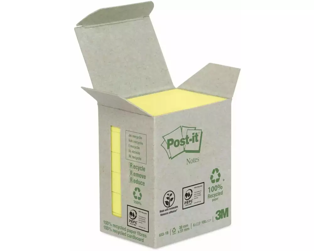 Post-it Notizzettel Post-it Recycling 3.8 x 5.1 cm, 6 Blöcke